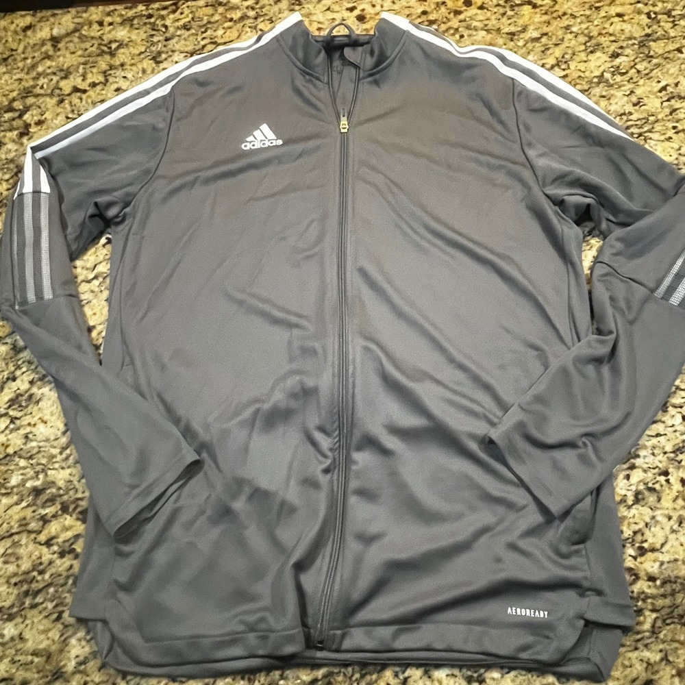 Adidas Tiro Track Jacket Mens XL Grey Aeroready Primegreen Full Zip Soccer